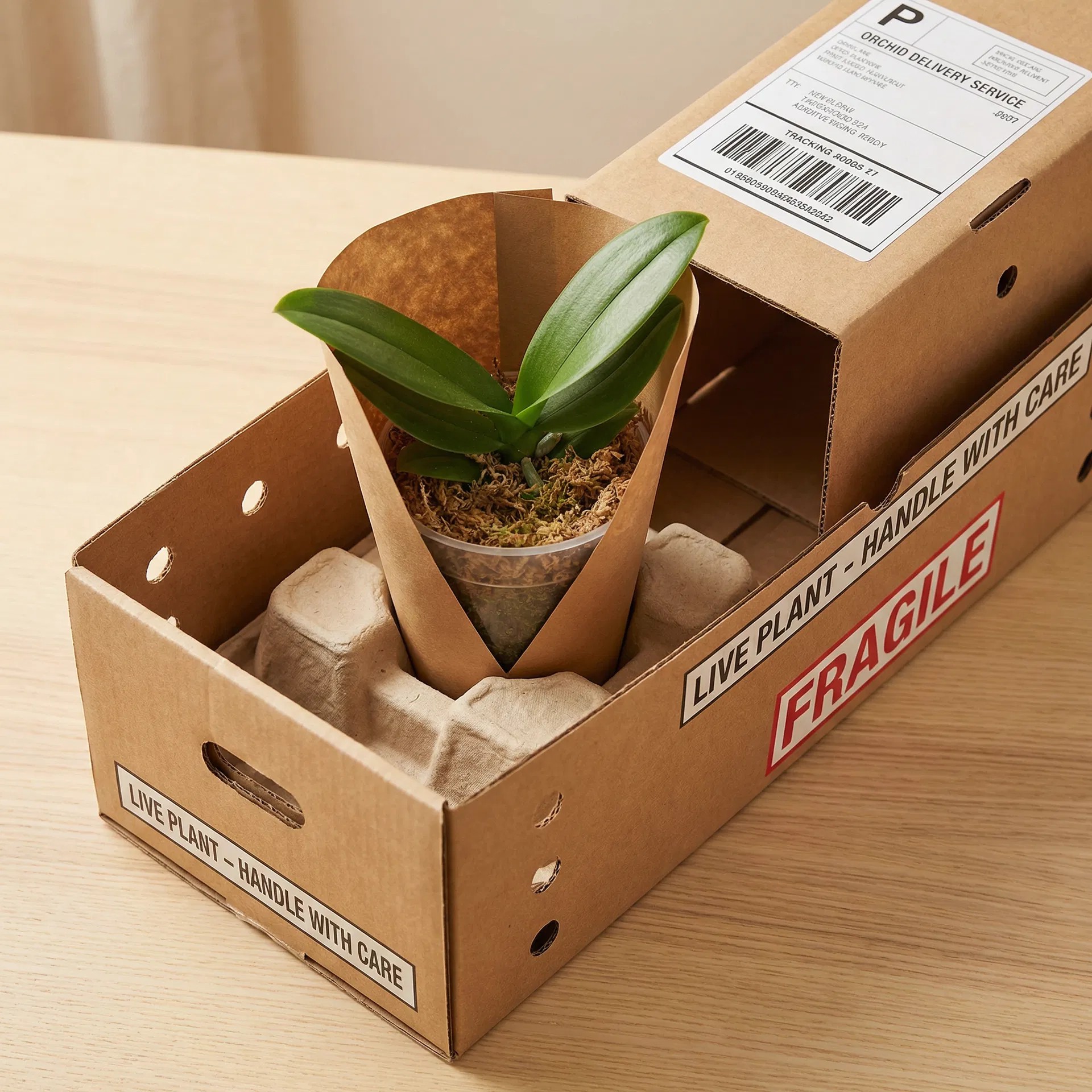 Embalagem especializada para envio de orquídeas